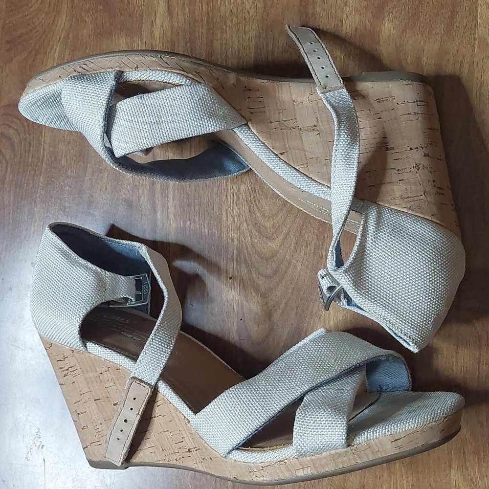 Toms Off White Cork Wedges